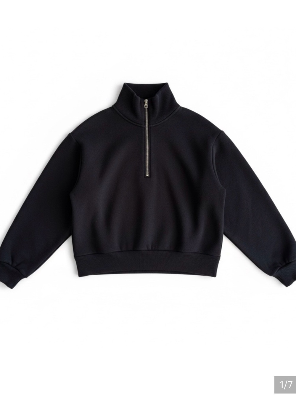 Everlane Black Half-Zip Cropped Sweater